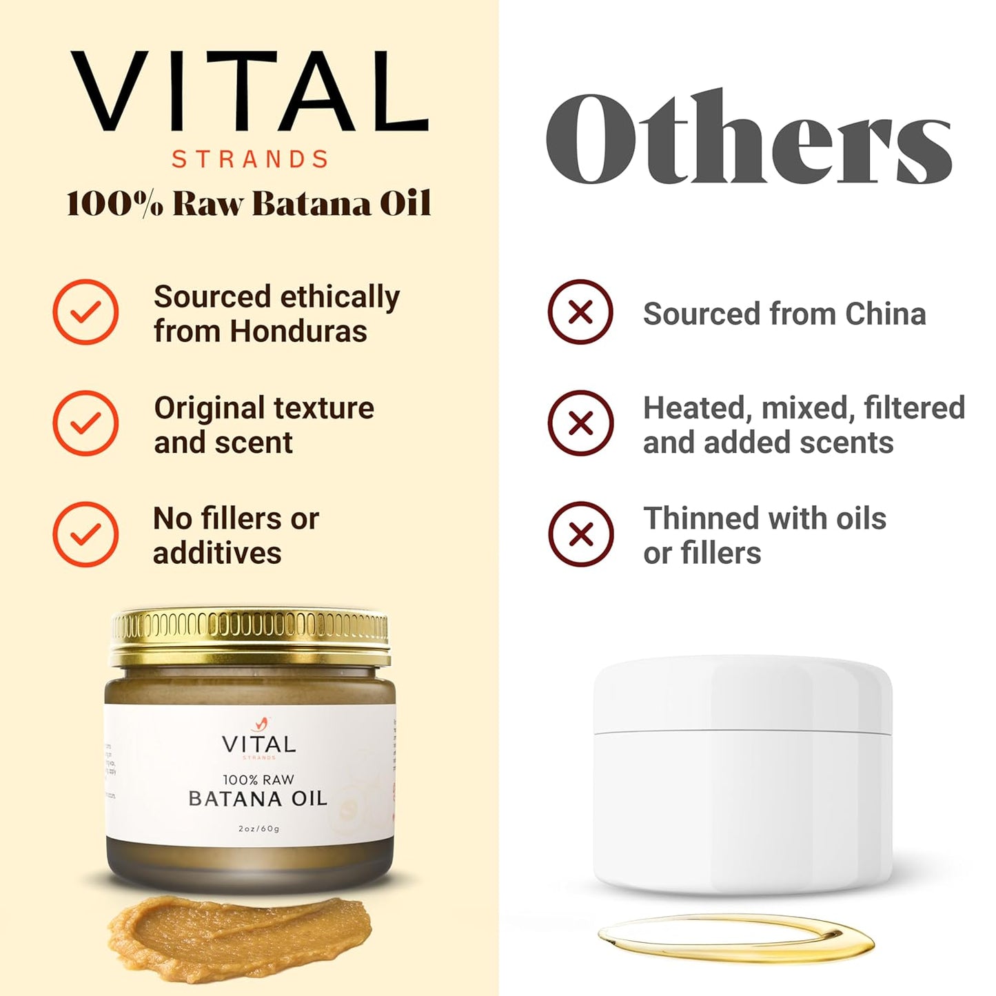 100% Organic Raw Batana Oil for Hair Growth – Strengthens Hair, Reduces Breakage, Enhances Shine – Pure, Non-Greasy – No Silicones, Sulfates, or Parabens – All Hair Types – 2oz Glass Jar
